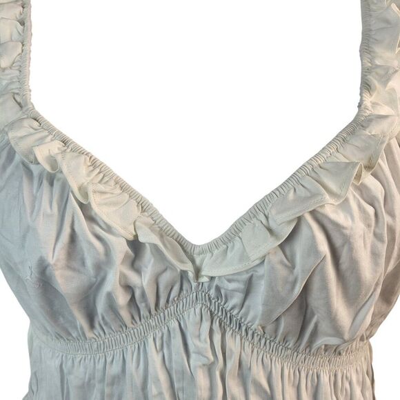 NEW Reformation X-Large White Cotton Blouse Sweetheart Neck Peplum Shirred - Picture 9 of 16